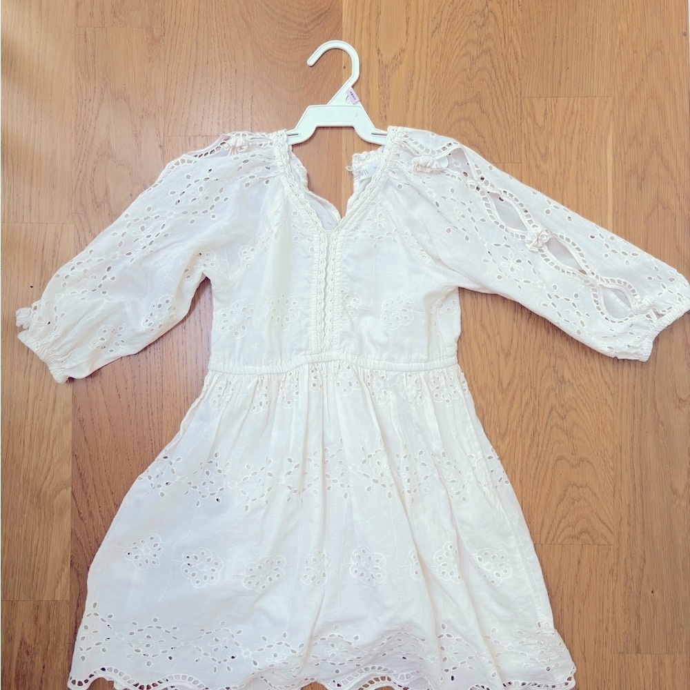 Zara White Kids Dress 7T - Picture 2 of 5